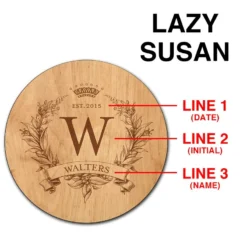 ADD YOUR NAME Lazy Susan - MONOGRAM - 3 Different Sizes - Table Top -Endurance Sales lazy susan wood table top monogram custom info