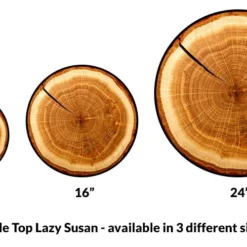 Lazy Susan - TREE RING Designs - 3 Different Sizes - For Kitchen Table Top -Endurance Sales lazy susan wood table top tree rings size comparison 1