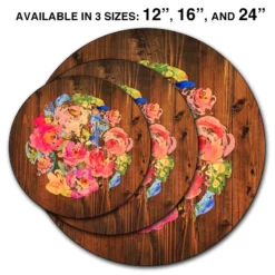 Lazy Susan - WATERCOLOR FLOWERS - 3 Different Sizes - For Kitchen Table Top -Endurance Sales lazy susan wood table top watercolor flowers comparison overlap