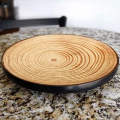 Lazy Susan - TREE RING Designs - 3 Different Sizes - For Kitchen Table Top -Endurance Sales lazy susan wood table tree rings table kitchen view 1 1