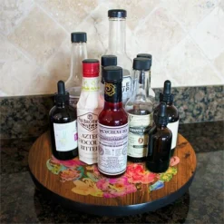 Lazy Susan - WATERCOLOR FLOWERS - 3 Different Sizes - For Kitchen Table Top -Endurance Sales lazy susan wood table watercolor flowers hover