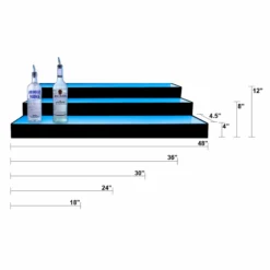BarConic® Acrylic Bottle Display Shelf - 3 Tier - Multi Colored Lights - Several Lengths -Endurance Sales led ac 3 bds 24 size 800