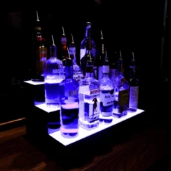 BarConic® Acrylic Bottle Display Shelf - 3 Tier - Multi Colored Lights - Several Lengths -Endurance Sales led ac 3 bds rollover