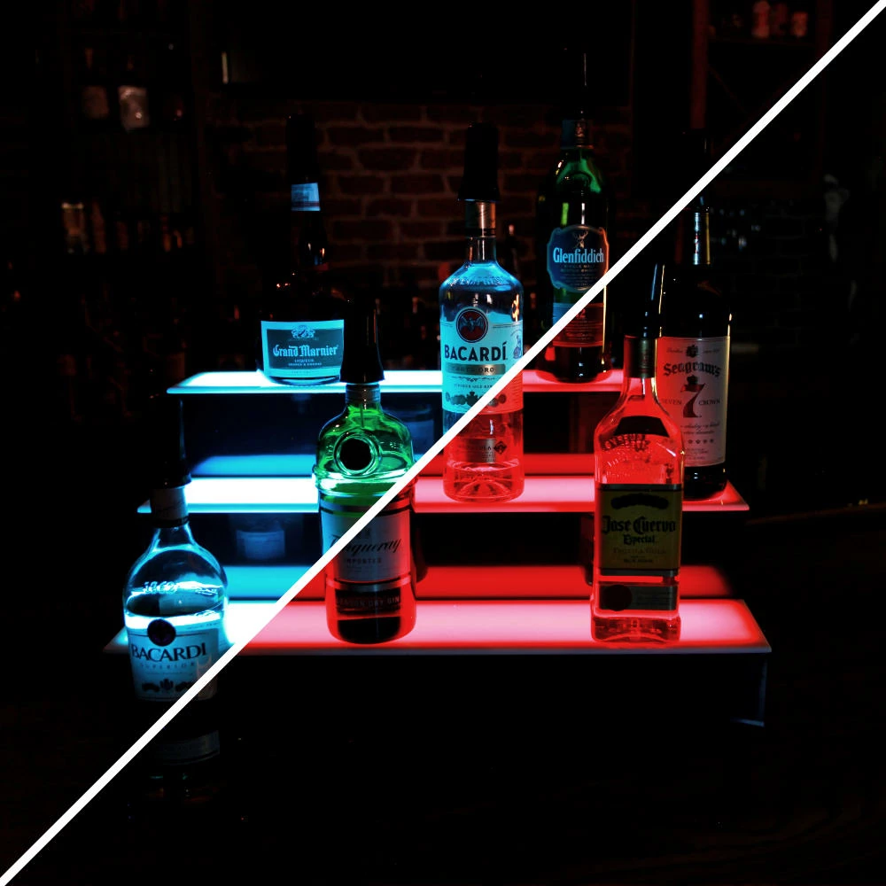 BarConic® LED Liquor Bottle Display Shelf - 3 Tier (Step) - Black - Multi-Colored Lights - Several Lengths 6 BarConic® LED Liquor Bottle Display Shelf - 3 Tier (Step) - Black - Multi-Colored Lights - Several Lengths - Image 4