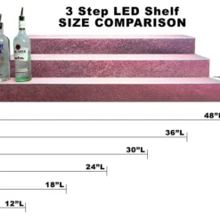BarConic® LED Liquor Bottle Display Shelf - 3 Steps - Aged Bronze - Several Lengths -Endurance Sales led shelves aged bronze 3 tier 9