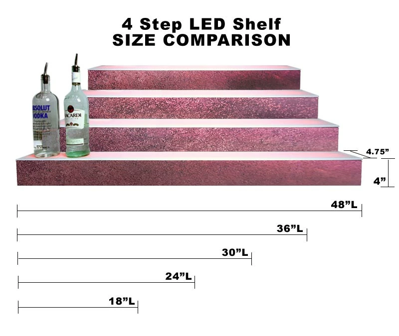 BarConic® LED Liquor Bottle Display Shelf - 4 Steps - Aged Bronze - Several Lengths 6 BarConic® LED Liquor Bottle Display Shelf - 4 Steps - Aged Bronze - Several Lengths - Image 4