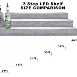 BarConic® LED Liquor Bottle Display Shelf - 3 Steps - Diamond Plate Print - Several Lengths 10 BarConic® LED Liquor Bottle Display Shelf - 3 Steps - Diamond Plate Print - Several Lengths -Endurance Sales led shelves diamond plate 3 tier 9