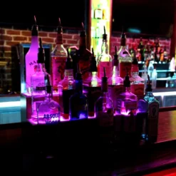 BarConic® LED Liquor Bottle Display Shelf - 4 Steps - Diamond Plate Print - Several Lengths -Endurance Sales led shelves diamond plate 3 tier bar 4 2 1 e07b9563 f73c 43b9 852d 38c4b6ff1106