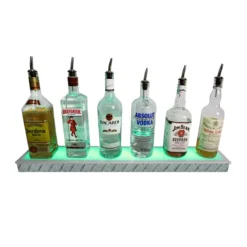 BarConic® LED Liquor Bottle Display Shelf - Low Profile - 1 Step - Diamond Plate Print - Several Lengths -Endurance Sales led shelves diamond plate low profile 8