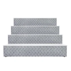 BarConic® LED Liquor Bottle Display Shelf - 4 Steps - Diamond Plate Print - Several Lengths -Endurance Sales led shelves diamond plate print 4 tier 1 1