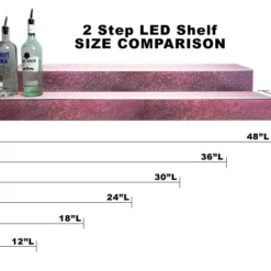 BarConic® LED Liquor Bottle Display Shelf - 2 Steps - Aged Bronze - Several Lengths -Endurance Sales led shelves diamond plate print 9 3