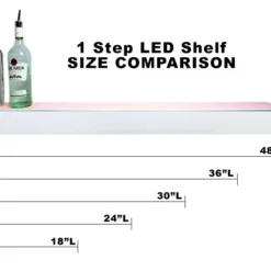 BarConic® LED Liquor Bottle Display Shelf - 1 Step - Polished Mirrored Metal - Several Lengths -Endurance Sales led shelves polished mirror metal 9