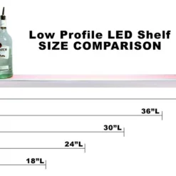 BarConic® LED Liquor Bottle Display Shelf - Low Profile - 1 Step - Polished Mirrored Metal - Several Lengths -Endurance Sales led shelves polished mirror metal low 9