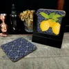 Wooden Coasters - Lemon Tiles - Set Of 4 W/ Coaster Caddy -Endurance Sales lemon tiles web 1