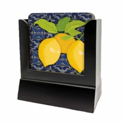 Wooden Coasters - Lemon Tiles - Set Of 4 W/ Coaster Caddy -Endurance Sales lemon tiles web 3