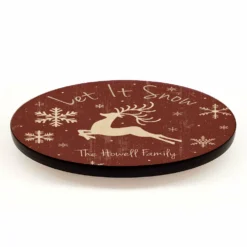 Let It Snow Red Christmas Themed CUSTOMIZABLE Lazy Susan - Size Options