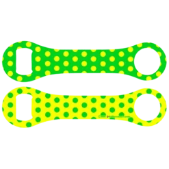 Kolorcoat™ Dog Bone Bottle Opener - Green And Yellow Polka Dots