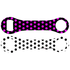 Kolorcoat™ Dog Bone Bottle Opener - Purple, Black And White Polka Dots