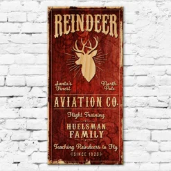 CUSTOMIZABLE Large Vintage Wooden Holiday Bar Sign - Reindeer Aviation - 11 3/4" X 23 3/4" -Endurance Sales lg sign wood 11x23 deer reindeer aviation web3