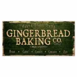 Large Vintage Wooden Holiday Bar Sign - Gingerbread Bakery - 11 3/4" X 23 3/4"