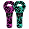 ADD YOUR NAME Wine Totes - Floral Pattern - Several Design Options -Endurance Sales lg wt 67 floral custom floral pattern wine totes main
