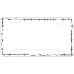 License Plate Frame - White Barbed Wire