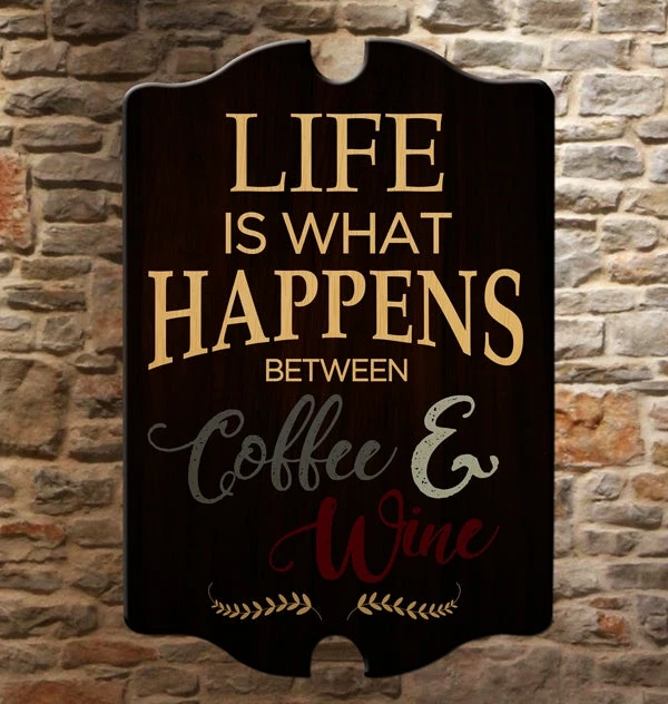 Life Is What Happens... Tavern Shaped Wood Sign 4 Life Is What Happens... Tavern Shaped Wood Sign - Image 2
