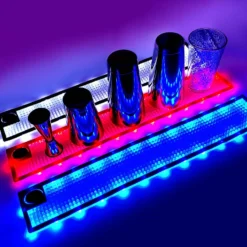 LED Bar Mats (3 3/4" W X 23 3/8" L) - 3 Color Options - Red, White, And Blue -Endurance Sales lighted bar mat bpc 1