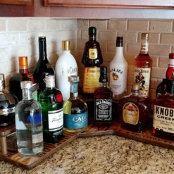 Counter Caddies™ - "LIQUOR" Themed Artwork - Corner Shelf -Endurance Sales liquor shelf corner 2