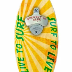 Live To Surf Wooden Surfboard Wall Mounted Bottle Opener