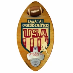 Made In USA Wall Mounted Football Shaped Beer Bottle Opener