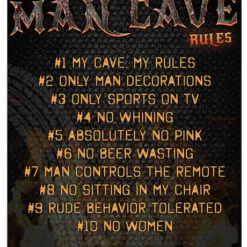"Man Cave Rules" Kolorcoat™ Metal Bar Sign