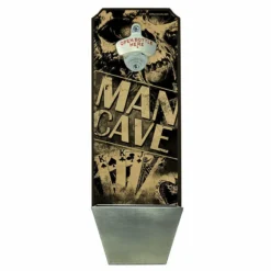 Man Cave – Wall Mounted Wood Plaque Bottle Opener And Cap Catcher