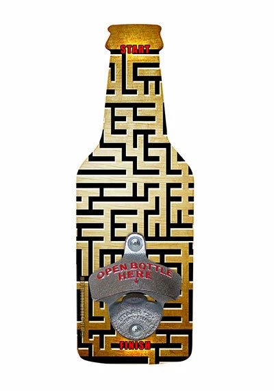 MAZE GAME Wood Beer Shaped Wall Bottle Opener 3 MAZE GAME Wood Beer Shaped Wall Bottle Opener
