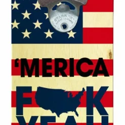 'Merica Wooden Bottle Opener With Magnetic Cap Catcher