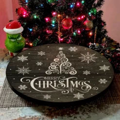 Merry Christmas Themed Lazy Susan - Size Options -Endurance Sales merry christmas lazy susan christmas web1