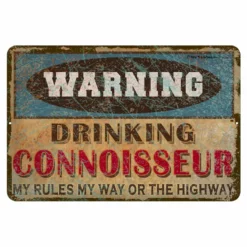 CUSTOMIZABLE Vintage Metal Bar Sign - 12" X 18" - Warning -Endurance Sales metal bar sign warning connoisseur web
