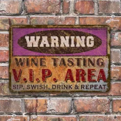 CUSTOMIZABLE Vintage Metal Bar Sign - 12" X 18" - Warning -Endurance Sales metal bar sign warning wine tasting vip area web wall