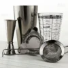 Mix Master™ Bar Set - Gun Metal Black - 5 Piece W/ Recipe Glass Options -Endurance Sales mix master 5pc set gunmetal 800