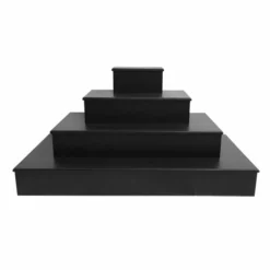MixMaster™ 4 Tier Incremental Wooden Liquor Bottle Shelf Displays - Black -Endurance Sales mix master liquor shelf 4 tier black iec