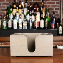 Wooden Bar Napkin & Straw Caddy - Earl Grey -Endurance Sales napkin caddy earl grey 1
