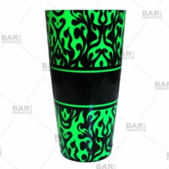 Cocktail Shaker Tin - Printed Designer Series - 28oz Weighted - NEON Swirls -Endurance Sales neon green cocktail shaker swirl web 800