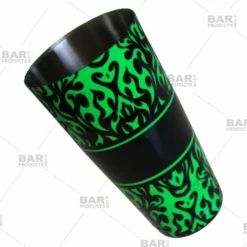 Cocktail Shaker Tin - Printed Designer Series - 28oz Weighted - NEON Swirls -Endurance Sales neon green cocktail shaker swirls web1 bpc