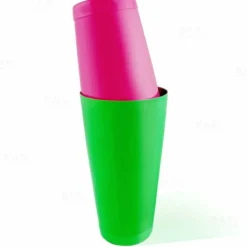 BarConic® Cocktail Shaker Set - 28oz / 18oz Weighted Tins - Neon Green / Neon Pink