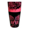 Cocktail Shaker Tin - Printed Designer Series - 28oz Weighted - NEON PINK Butterfly -Endurance Sales neon pink cocktail shaker butterfly web 800