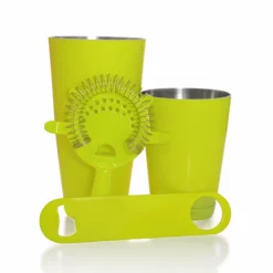 Bartending Set W/ Speed Opener - Neon Yellow - 4 Piece
