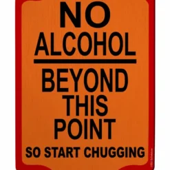 No Alcohol Beyond This Point Wood Bar Sign Tavern-Shaped