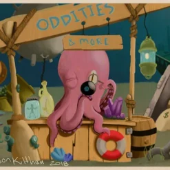 Shoptopus 24" X 30" Wooden Table Top - Two Types Available -Endurance Sales oak edge shoptopus 24 x 30 wooden table top with featured artist jason kilthau BPC