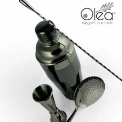 Olea™ Bar Set - Gunmetal Black - 4 Piece (Bar Spoon Tip Option) -Endurance Sales olea bar set black bpc 4