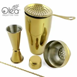 Olea™ Bar Set - Gold Plated - 4 Piece (Bar Spoon Tip Option)